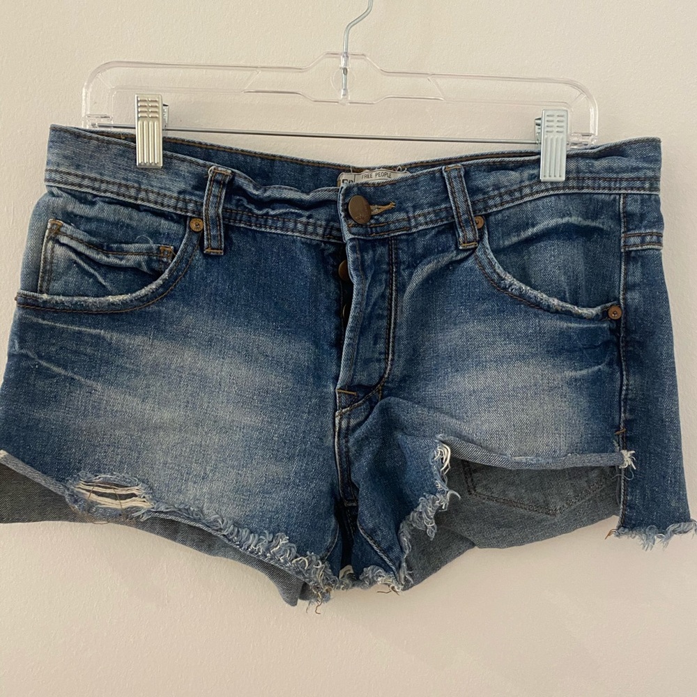 Free People distressed denim shorts